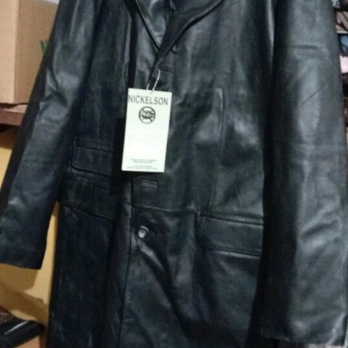 Genuine leather men's coat new, thick, black