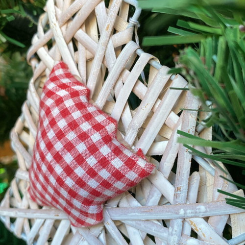 Wooden tree ornament new with white fabric tree