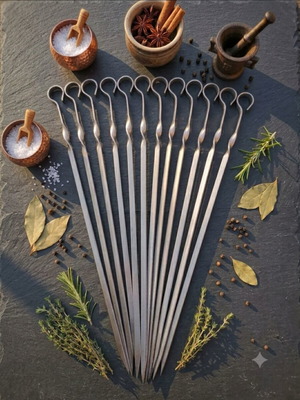 Stainless Steel Skewers Set of 12, 50 cm Length