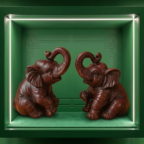 Elephant figurines used, Feng Suei, pair, 5cm