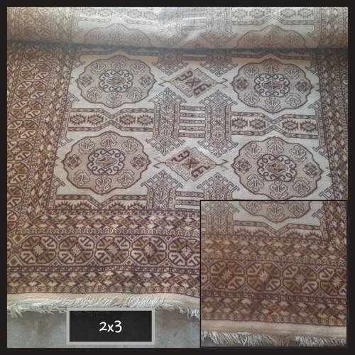 Anatolia wool rug beige brown like new with fringes