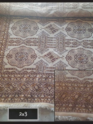 Anatolia wool rug beige brown like new with fringes
