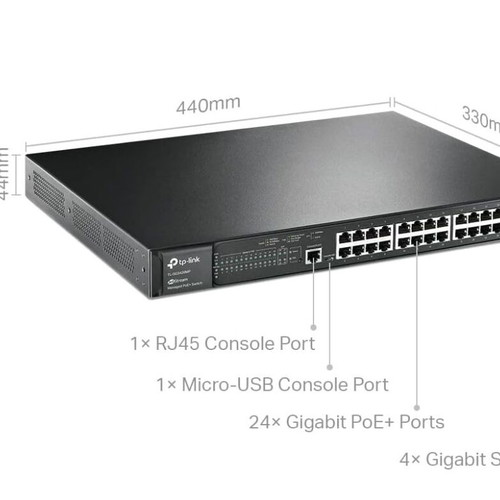 TP-LINK TL-SG3428MP JetStream 28-Port Gigabit L2+ Managed Switch new with 24-Port PoE+