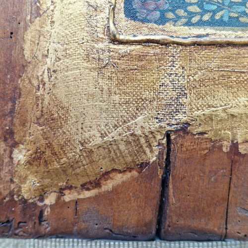 Wooden painting used 35x38cm with Indian silk screen and gold leaf