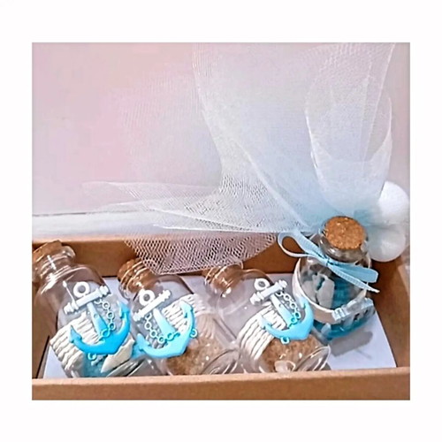 Glass Bottle Wedding Favor with Decorative Sand and Anchor, made to order