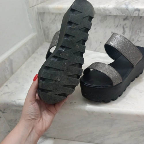 Platform sandals used, size 39, black and silver