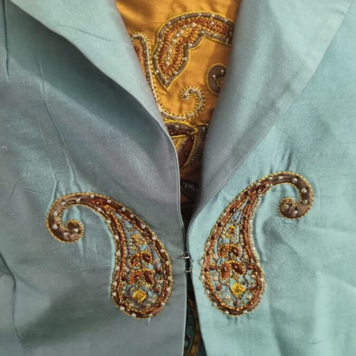 Anna Riska silk dress and jacket like new, turquoise and gold