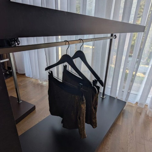 Wooden table brown color with hanger like new