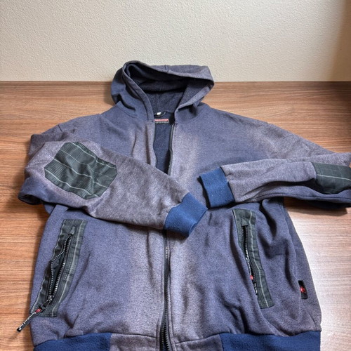 Canadian Line men's hoodie sweatshirt used, blue/gray with zipper
