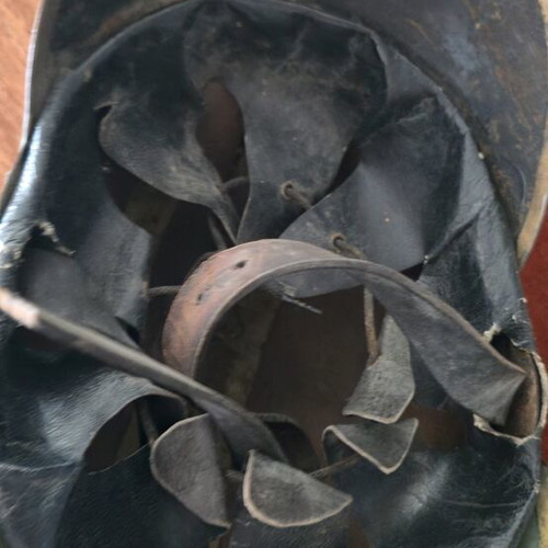 Helmet used, leather