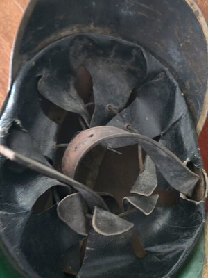 Helmet used, leather