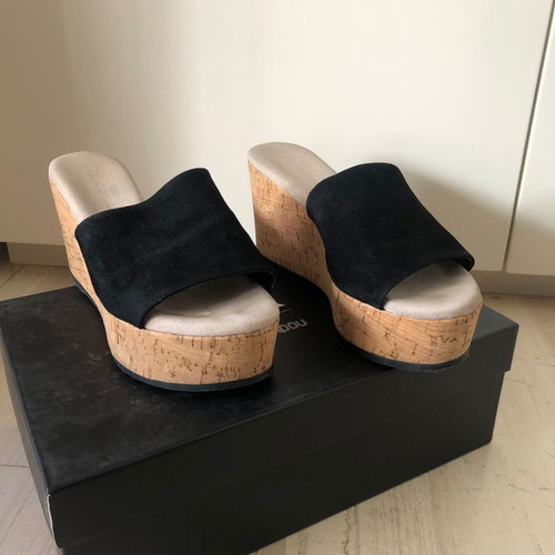 Kalogirou mules black suede used, size 36