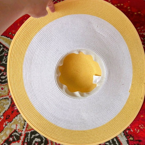 Escada hat new, authentic, white and yellow