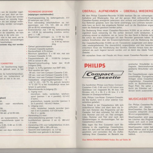 Philips N2205 Cassette Recorder Operating Instructions Manual used