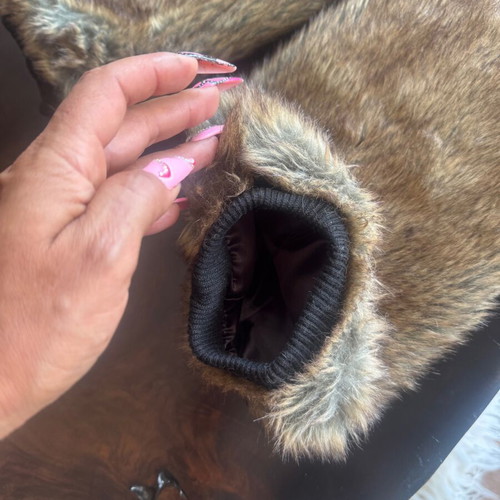 Faux Fur Brown Leg Warmers like new, 39cm, elastic opening