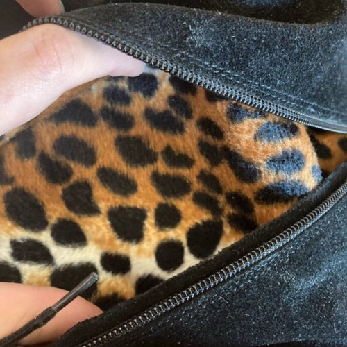 Suede over-the-knee boots size 37 used, warm leopard lining