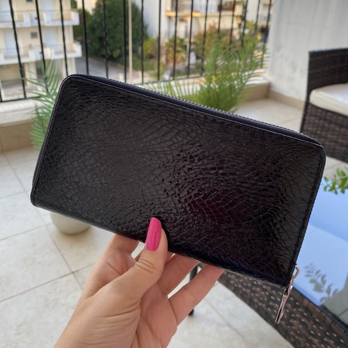 Black croco women's wallet, brand new