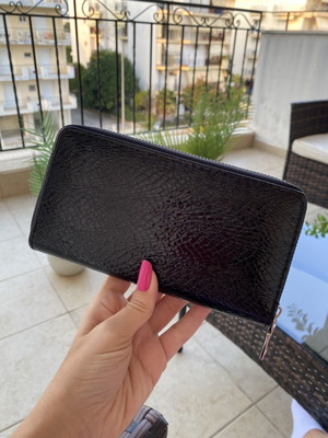 Black croco women's wallet, brand new