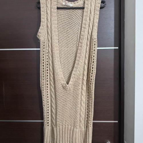 Pink Woman knitted blouse dress used, beige