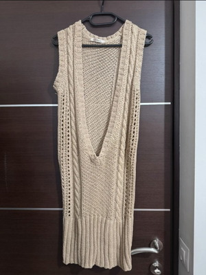 Pink Woman knitted blouse dress used, beige