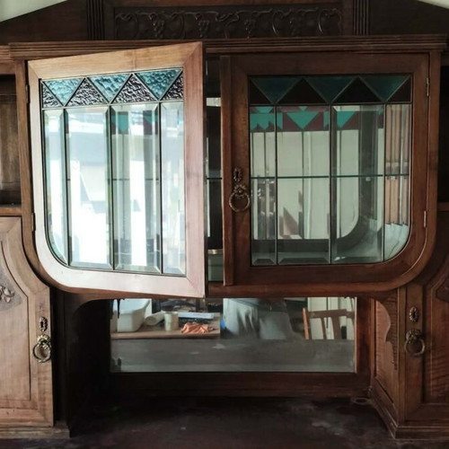 Traditional wooden interwar buffet cabinet