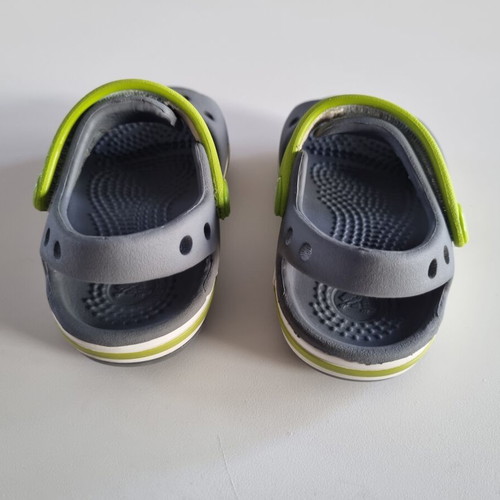 Crocs kids sandals like new, grey with lime straps, size C4