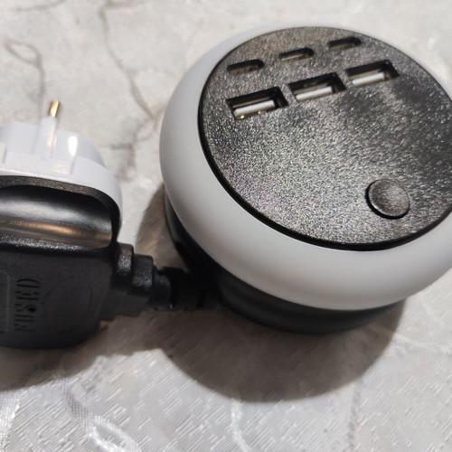 Usb Type C Charger 7-in-1 with 8-Color Ambient Light and Rotating Cable
