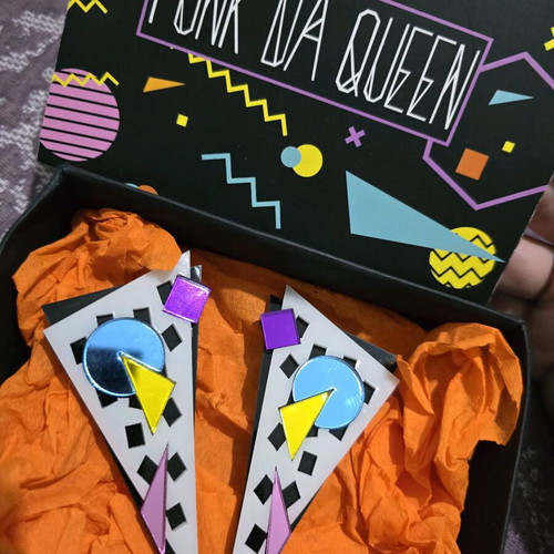 Funk da Queen earrings new, white and multicolored