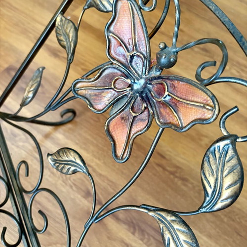 Vintage book stand like new, metal with butterfly decoration