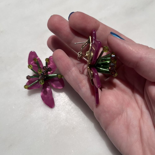 Zara flower earrings, multicolored purple