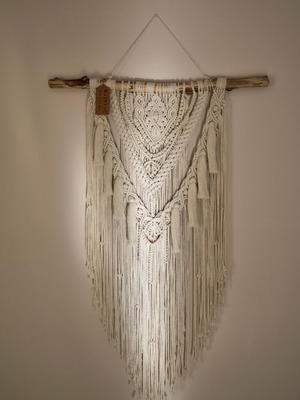 Macrame wall hanging new made of cotton cord and wood