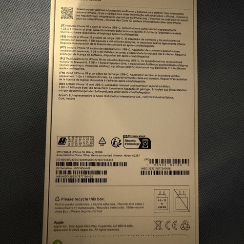Apple iPhone 16 128GB Black new smartphone