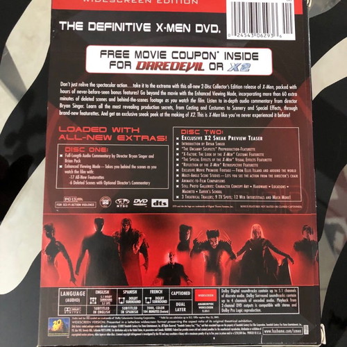 X-Men 2-Disc DVD used with over 5 hours of exclusive extras