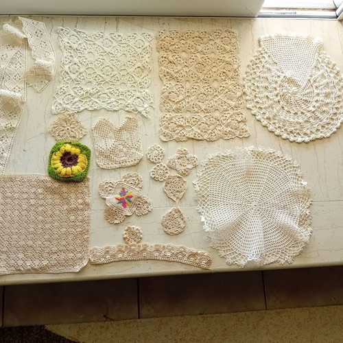 Grandma's vintage crochet handiwork from chest