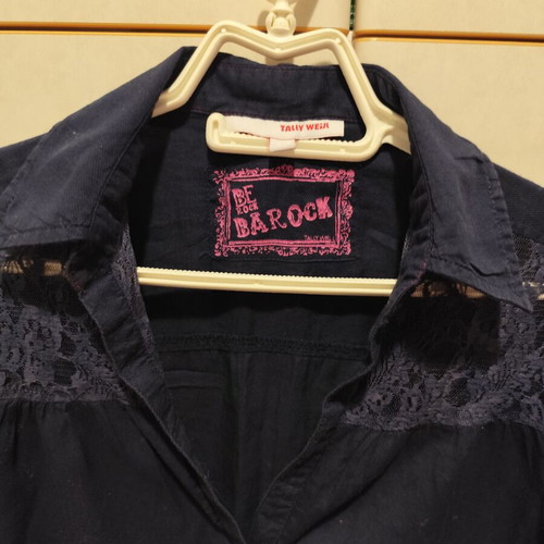 Cotton shirt with lace details dark blue like new, size S