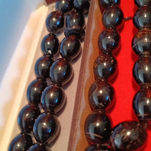 Worry beads handmade from black coral with silver Arabic tassel new