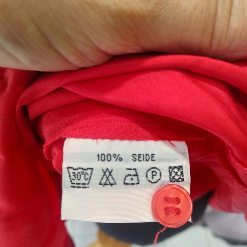 Vintage silk women's short-sleeve shirt red XL like new