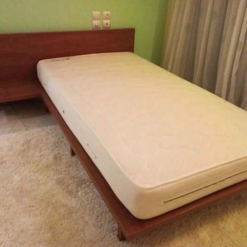 Neoset bed new with mattress and built-in nightstand, wooden