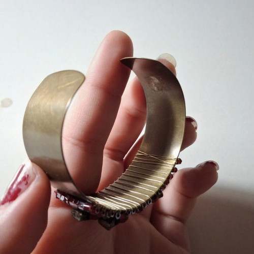 Handmade metal bracelet like new, multicolored, nature-themed