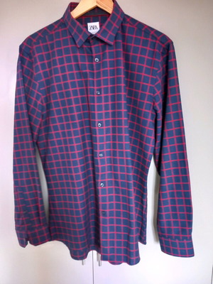 Zara checked shirt used, blue and red, size L