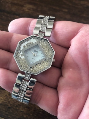 Watch with metal bracelet and strass like new, women's