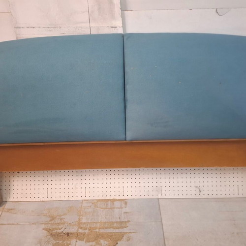 Double bed walnut with leather like new, 1.60x2m