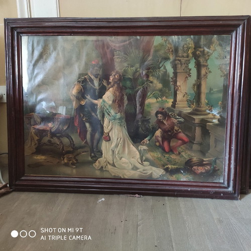 The Four Acts of Othello paintings set used, wooden frame, glass
