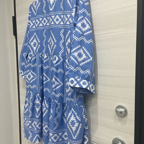 Beach dress new, blue with nice pattern, size L