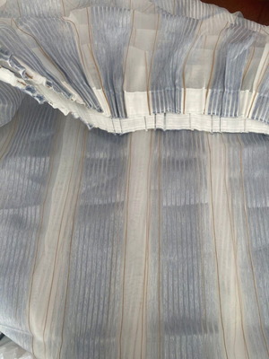 Blue stripe and gold thin curtain, 1 piece, weighted bottom