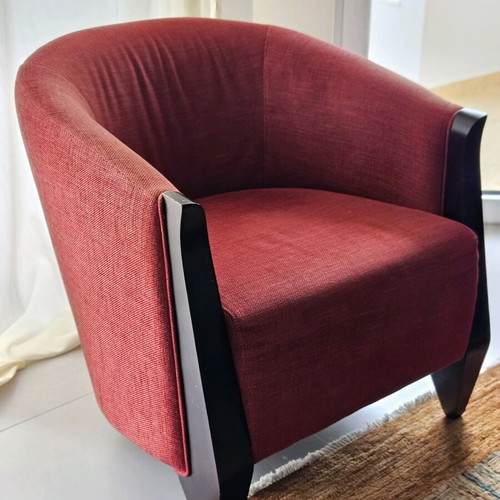 Anthes armchair like new, solid wenge wood, minimal design