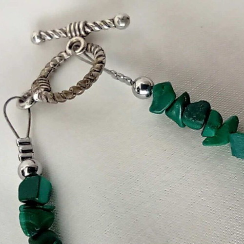 Necklace with natural malachite and 925 silver element new