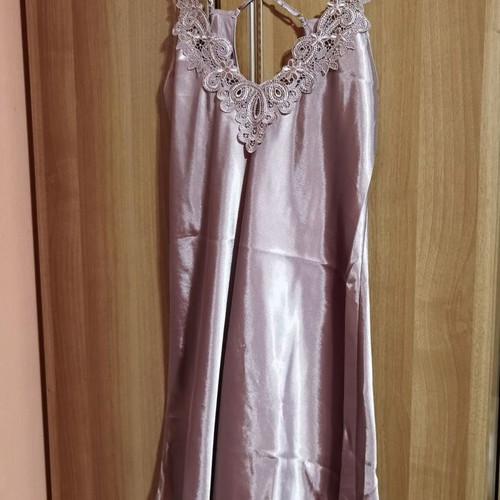 Satin jumpsuit with straps like new, light purple metallic, size XL