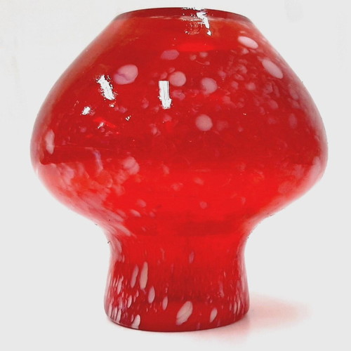 Ruby Red Glass Vase 1980s like new, white drops, 11 cm