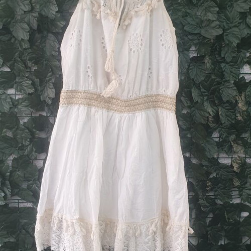 Boho dress like new, airy, sizes S - M, white and beige